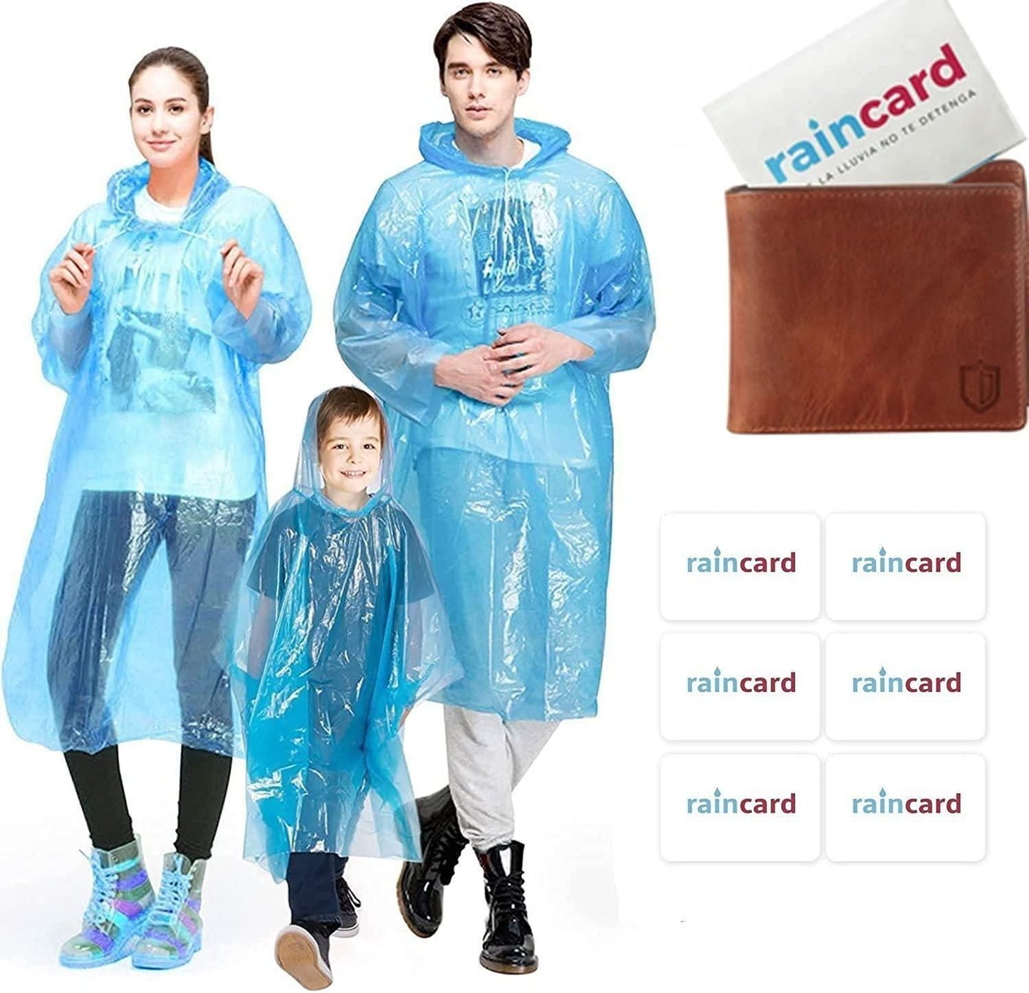 Wallet-size reusable raincoat folded view