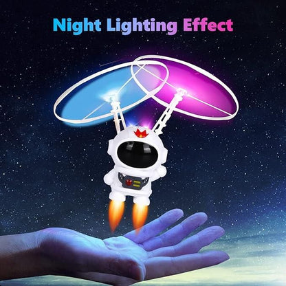 Flying Spaceman Toy for Kids with LED Lights and USB Rechargeable Feature