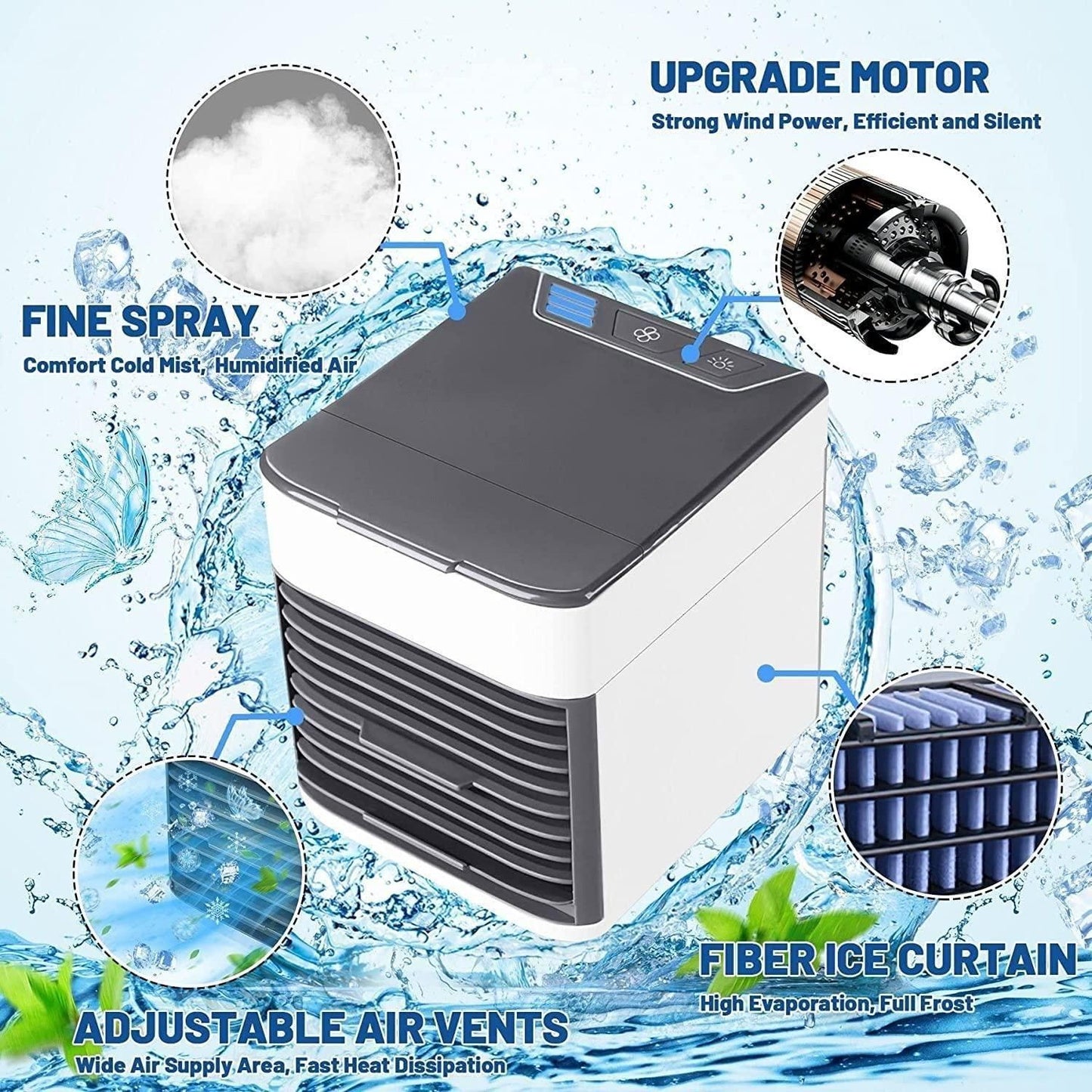 Mini Air Conditioner Air Cooler – USB Portable Personal AC for Home & Office